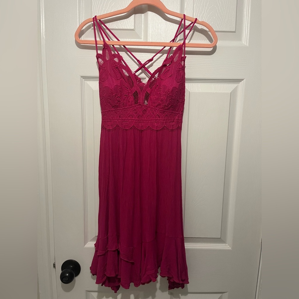 Pink Lace Strappy Dress